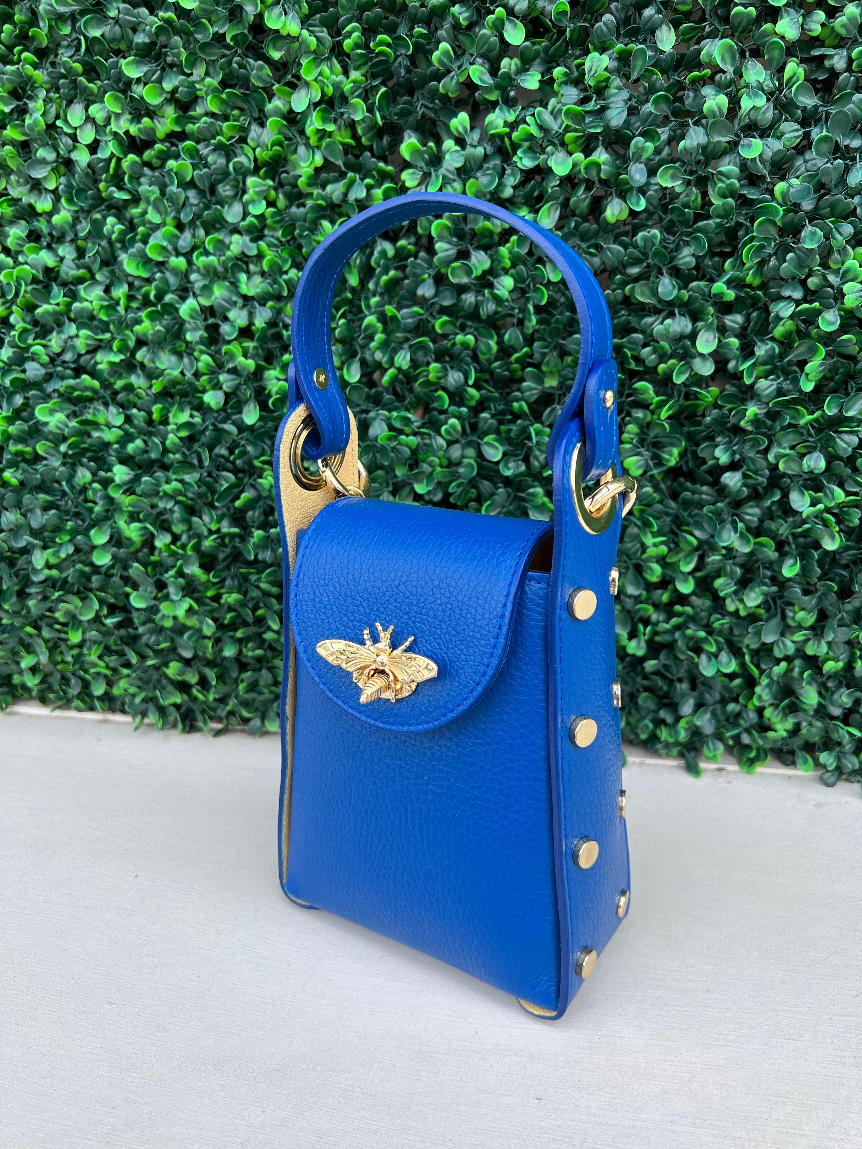 Cute Leather Bee bag - Cornflower Blue – Emilia Grace Accessories